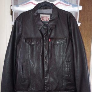 Levi's Faux Leather (lamb) Trucker Jacket - Large - Chocolate Brown - LIKE NEW!!